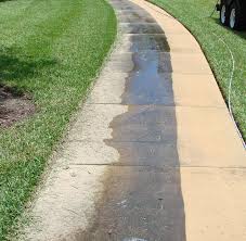 Walkway before and after pressure washing - sidewalk cleaning Orlando FL
